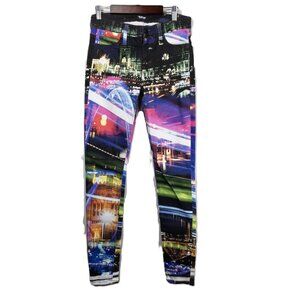 RARE Hudson Nico Skinny Jeans With London Cityscape Print SZ 25 Indie Sleeze Y2K